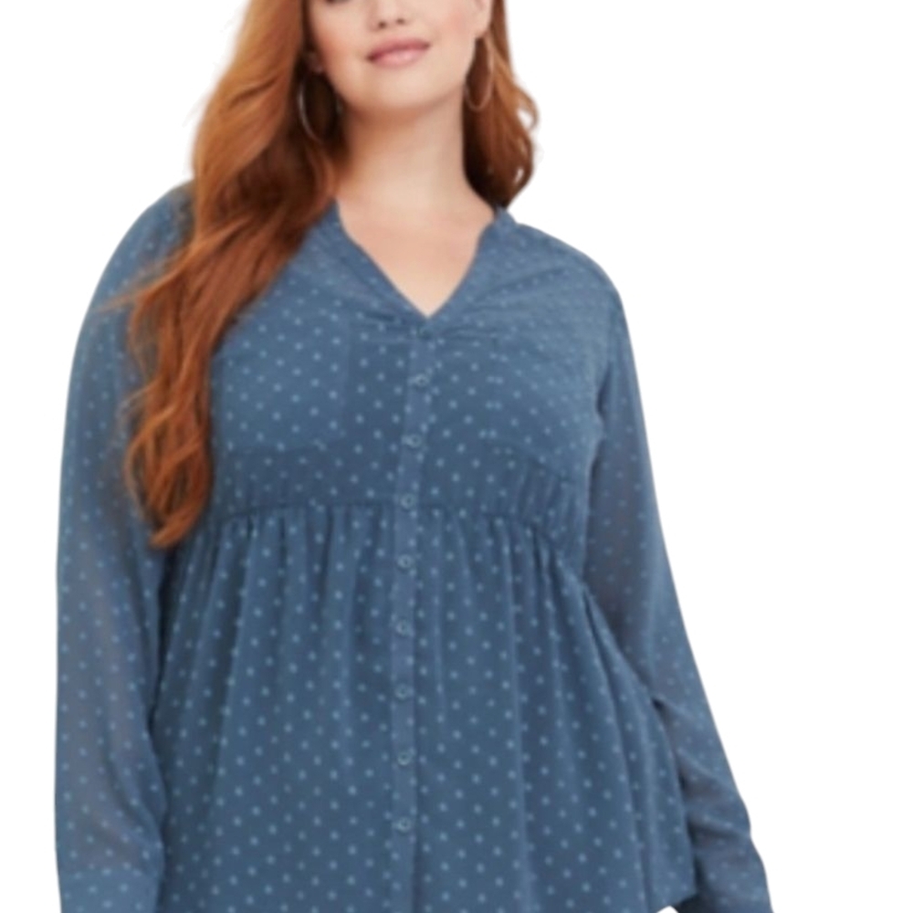 Torrid Blue Relaxed Buttoned Blouse